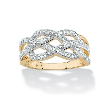 Diamond Accent Infinity Crossover Ring in Solid 10k Yellow