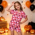 thumbnail image 2 of Leey-World Halloween Pajamas for Girls Toddler Kids Halloween Pajamas Baby Girl Ghost Pjs Set Satin Silk Jammies Pjs for Girls 2T 3T 4T 5T 6T 7T 8T, 2 of 5