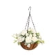 thumbnail image 5 of Flores artificiales colgantes en cesta para plantas, maceta con cadena, arreglo floral blanco, 5 of 9
