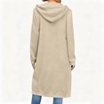 thumbnail image 4 of DPTALR Women's Casual Fashion Solid Color Long Sleeve Hooded Drawstring Coat with Pocket and Zipper,Khaki,Size L, 4 of 5