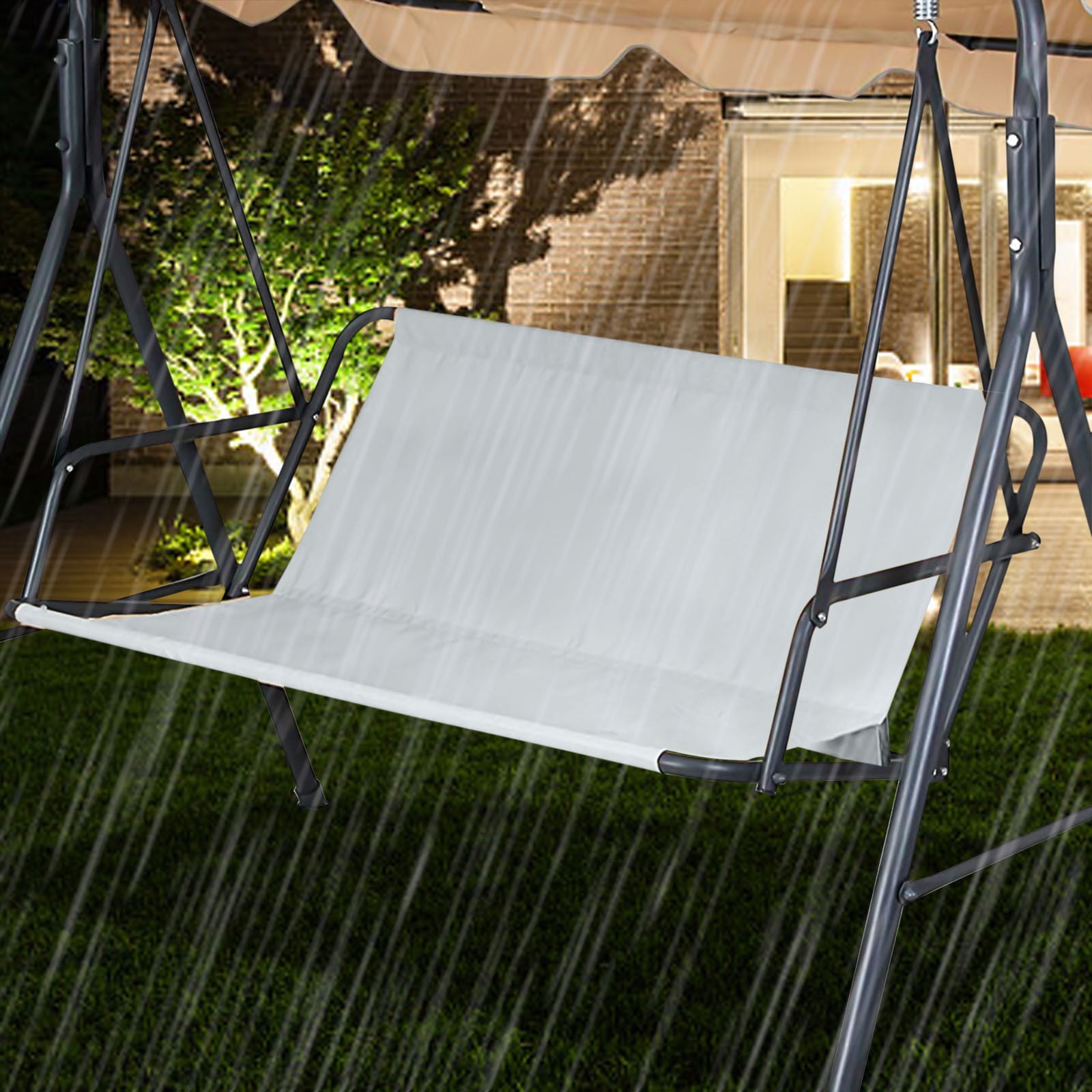 HCBY 600D Oxford Patio Swing Seat Cover, Waterproof Replacement Cushion Cover, 3-Seat Outdoor Chair Seat Cover, Weatherproof Patio Furniture Cover