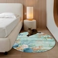thumbnail image 2 of Small Round Rug 3Ft Washable Non-Slip, Teal Beach Coastal Circle Area Rugs for Living Room Bedroom, Summer Nautical Coral Shell Botanical Vintage Indoor Floor Mats Carpet Runner for Home Decor, 2 of 8
