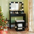 thumbnail image 4 of Gymax Vanity Desk Set w/ Mirror & Lights 31.5'' Small Makeup Table for Bedroom, 4 of 10
