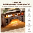 thumbnail image 6 of SESSLIFE Fireplace TV Stand for TVs up to 65", 58" Farmhouse Entertainment Center with 23" Electric Fireplace, LED Lights, Glass Door Storage Cabinets, Brown, 6 of 10