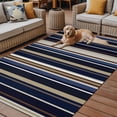 Blue Brown Indoor Outdoor Rugs 4x6 Ft, Stripes Outdoor Patio Rugs Mat ...