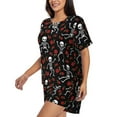 thumbnail image 2 of Picia Skeleton with Roses Pajamas Sets for Women Soft Short-Sleeved Pjs with Lounge Shorts Two Piece Sleepwear-3X-Large, 2 of 9