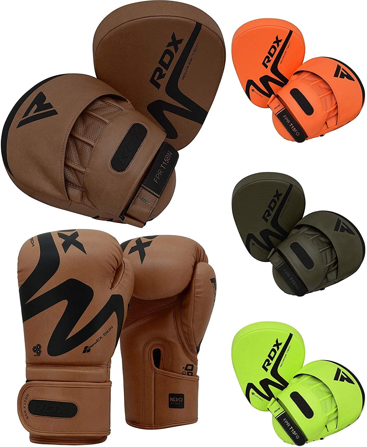 RDX Boxing Focus Pads Hook & Jab Mitts Thai Kick MMA Training Punch Bag Curved W 