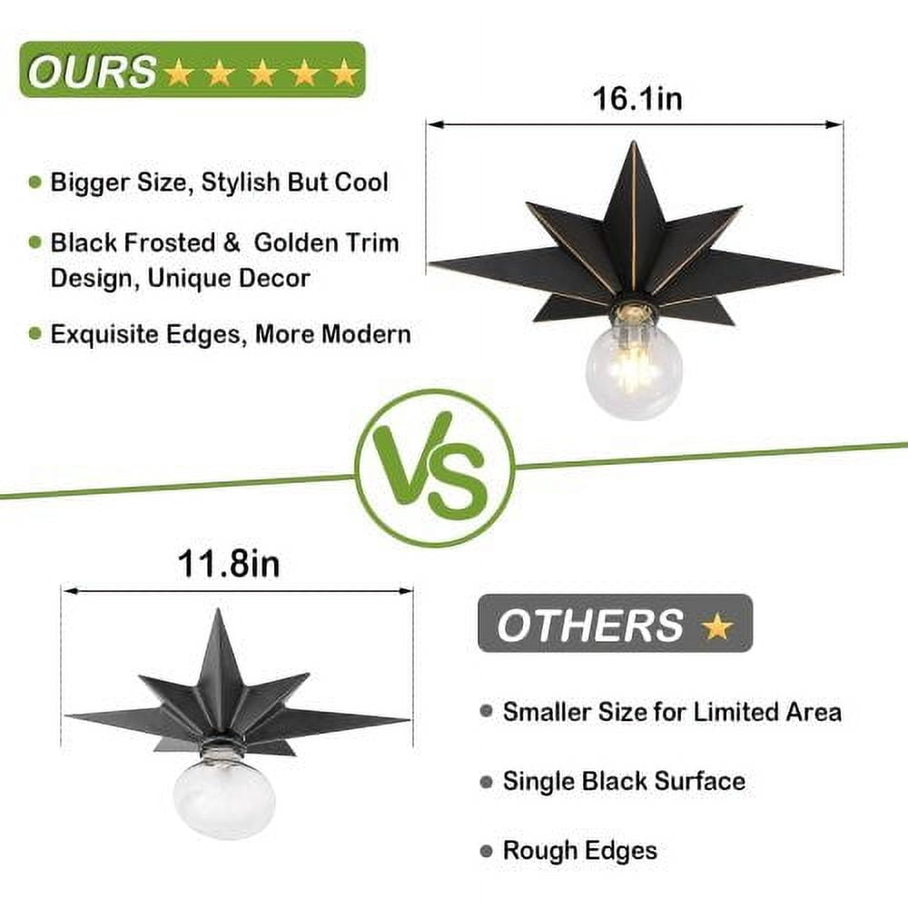 Modern Flush Mount Ceiling Light Fixture, Black Minimalist Flushmount Lamp Base with Clear Glass Shade(Bulbs Not Included), Easy Install for Hallway, Bedroom, Entryway