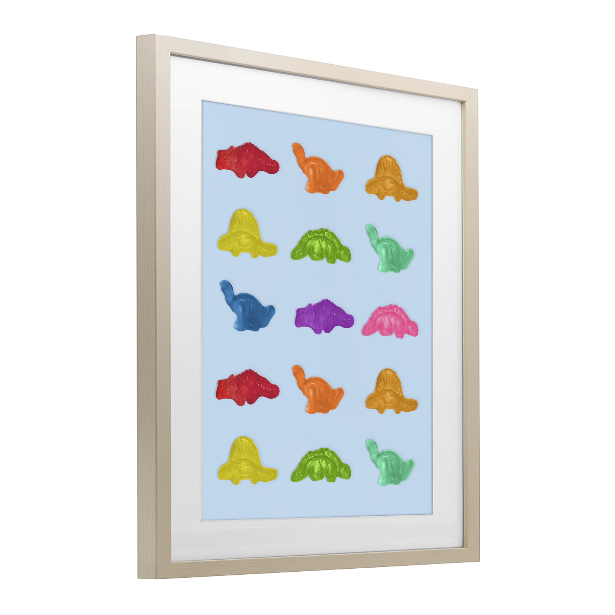Stupell Industries Colorful Dinosaur Candies Birch Framed Print Under Glass, design by LISH Creative