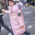 thumbnail image 1 of Niños Niñas Abrigos Chaquetas brillantes Invierno Grueso Nieve Abajo A mitad del muslo Acolchado Piel cálida Con capucha-, 1 of 4