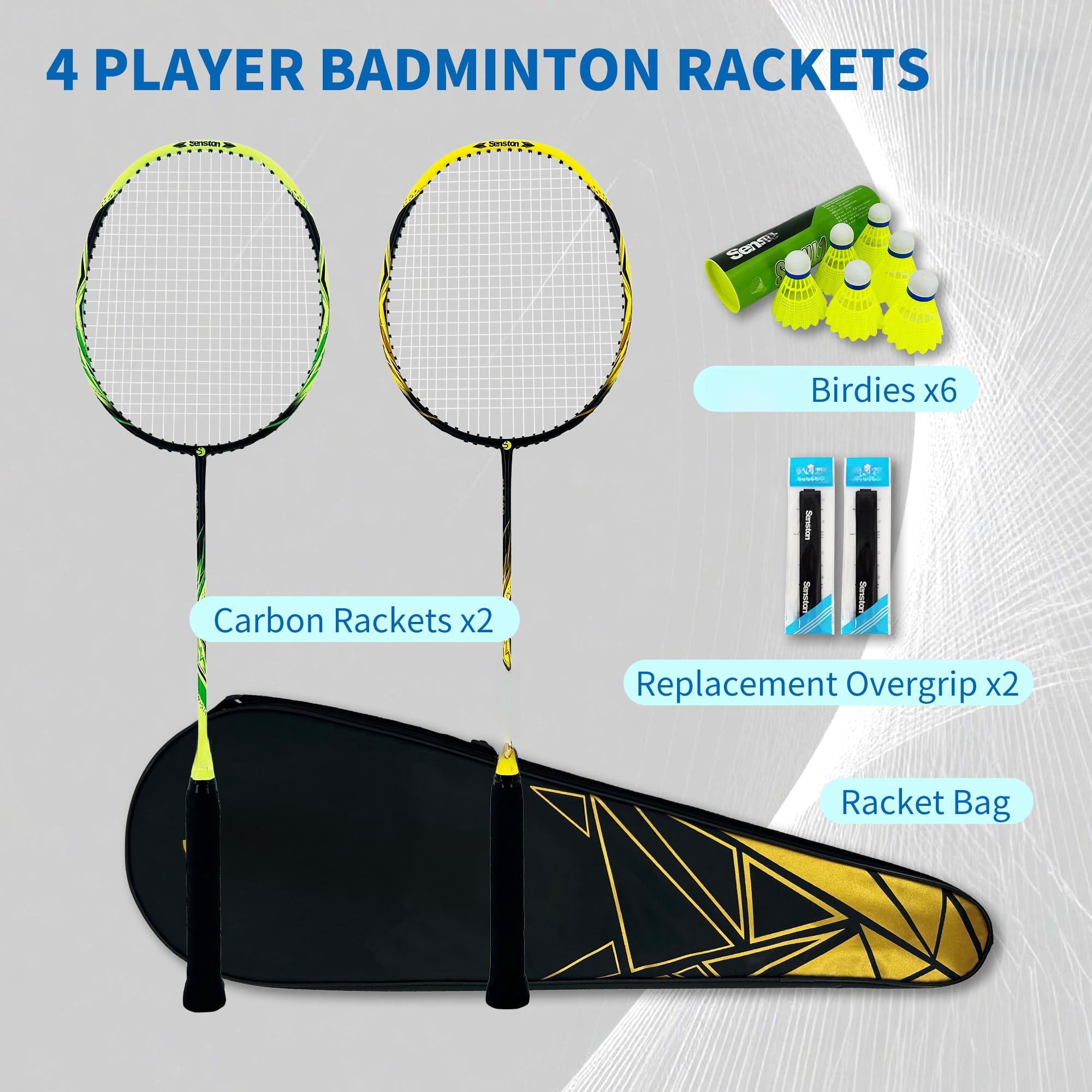 Carbon Composite Badminton Rackets For Beginners - Complete 2-player Kit With Bag | Lightweight & Easy To Use Backyard  Park Indoor Outdoor Play