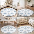 thumbnail image 4 of Round Rugs 6Ft, Blue Palm Trees Round Area Rug Washable Indoor Throw Carpet, Tropical Summer Beach Botanical Soft Non Slip Circle Rug for Office Cabinet Home Decor Aesthetic, 4 of 8