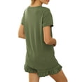thumbnail image 4 of 2 Pieces Pajamas Set for Women Short Sleeve Tops and Shorts Pants Sleepwear Nightwear Ladies Summer Loose Comfy Pjs Set Army Green XXL, 4 of 4