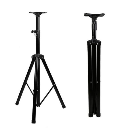 New Upgraded Universal Folding Black Heavy Duty Tripo d Pole-Mount DJ PA Speaker Audio Holder Stand Bracket Lighting Stand With Tray(Black)