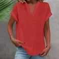 thumbnail image 2 of Lace Corset Tops For Women, Casual Colors V Neck Short Sleeve Shirt T Top Ladies Tops And Blouses 1 Cotton Sweatshirt Yoga Tops Woman Basic Womens Business Casual Tops Tank (M, Red) ZMTing, 2 of 4