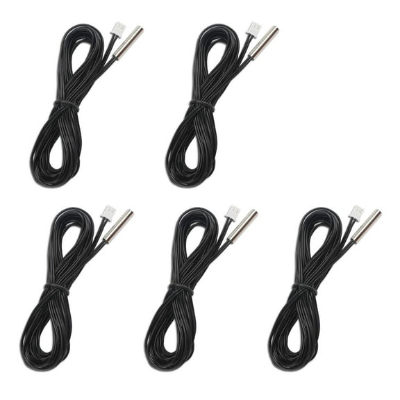 THONZER 5Pcs 10k B3950 Temperature Probe, -25 to 125 Degree Celsius Temp Sensor, 3 Meters 9.8 Feet Sensitive Stainless Steel NTC Temperature Sensor Probe