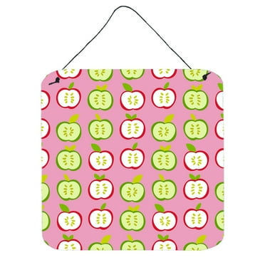 Carolines Treasures BB5141DS66 Apples on Pink Wall or Door Hanging Prints 6x6 multicolor