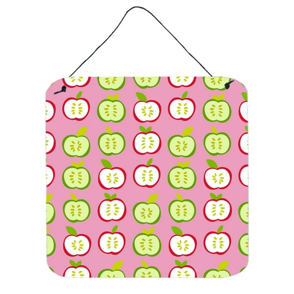 Carolines Treasures BB5141DS66 Apples on Pink Wall or Door Hanging Prints 6x6 multicolor