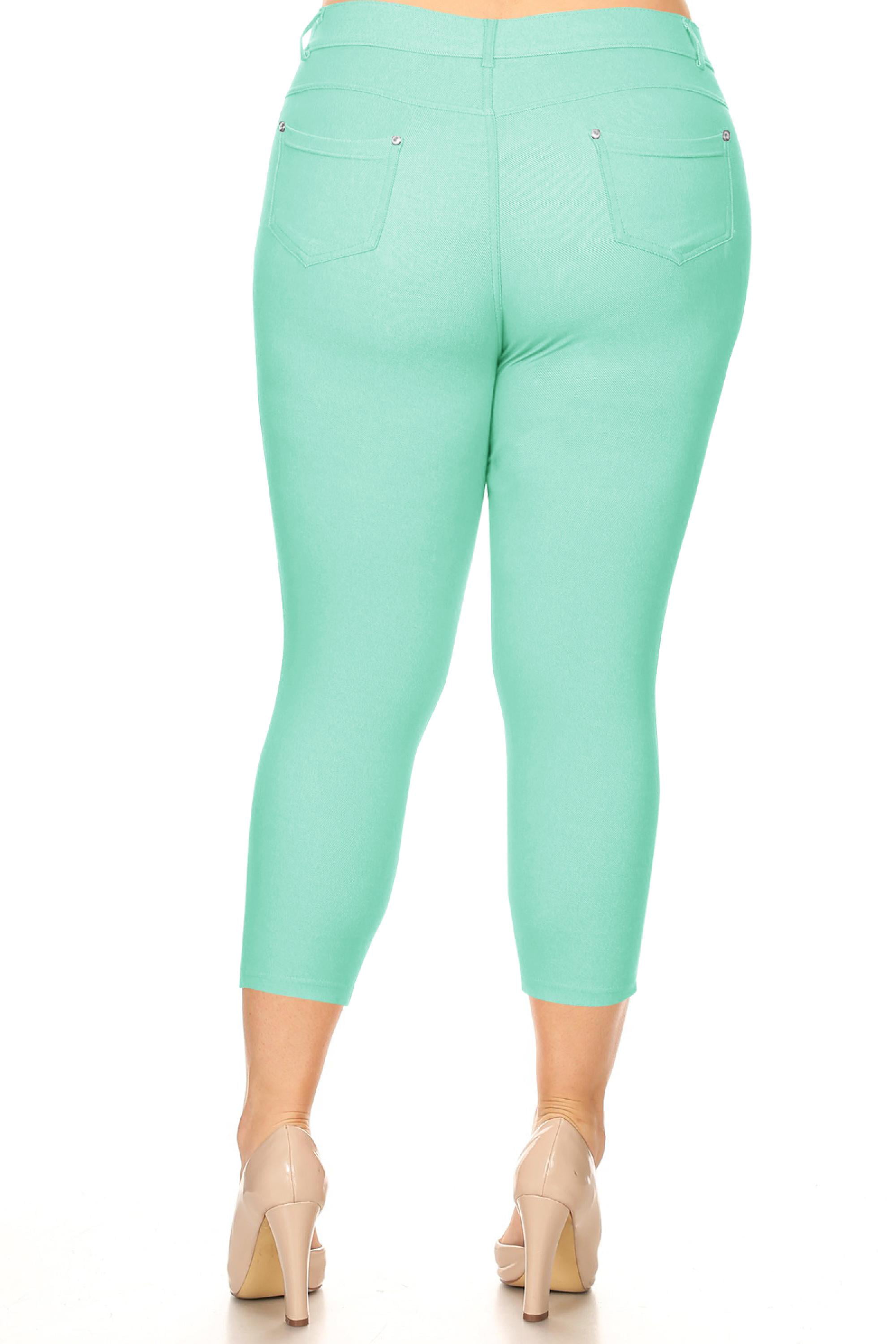 Moa Collection Women's Plus Size Cotton Blend 5-Pocket Skinny Capri  Jeggings Pant XL XXL XXXL
