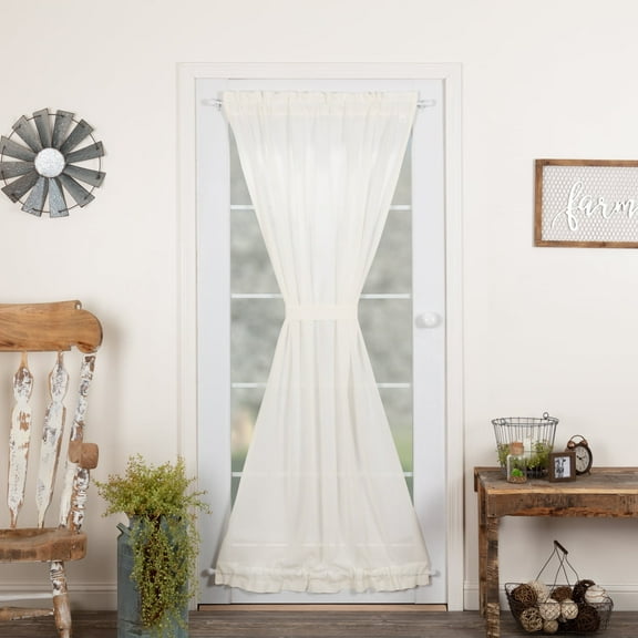 VHC Brands Tobacco Cloth Antique White Door Panel Curtain Rustic Farmhouse Cotton for Patio Side Door 72x40