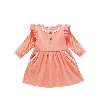 

EHTMSAK Infant Baby Toddler Child Children Kids Sundress for Girl Ruffle Summer Dresses Sleeveless Flutter Sleeve Dress Pink 1Y-7Y 110