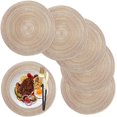thumbnail image 1 of Juego de 6 manteles individuales trenzados de PP redondos de 36 cm (beige), lavables, resistentes al calor, antideslizantes, 1 of 5