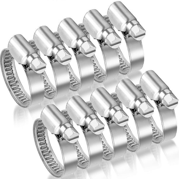 10 abrazaderas de manguera ajustables de acero inoxidable de 20 a 32 mm para asegurar conexiones de manguera.