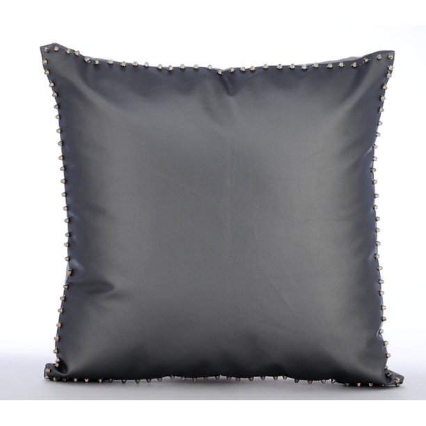 Funda de almohada personalizada, fundas de almohada grises, fundas de almohada lisas, fundas de almohada de 30 x 30 cm (12 x 12 pulgadas), fundas de almohada cuadradas de piel sintética, funda de