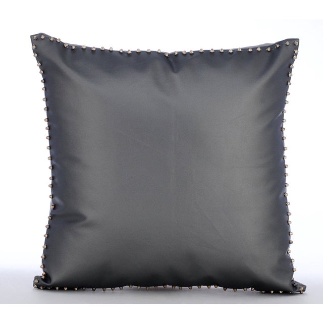 Funda de cojín personalizada, fundas de almohada grises, funda de almohada con borde de púas metálicas, fundas de almohada de 35 x 35 cm (14 x 14 pulgadas), funda de almohada cuadrada de piel
