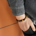 thumbnail image 5 of Initial Beaded Bracelet, Healing Gemstone Bracelet with Natural Tiger Eye&Black Onyx, Stress Relief Yoga Beads Adjustable Bracelet Bring Luck Prosperity Happiness for Men Women, 5 of 7