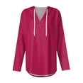thumbnail image 6 of fatyb Hoodies for Women Button V Neck Casual Tunic Shirts Womens Long Sleeve Loose Tee Blouses with Hood, 6 of 7