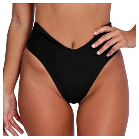 UFOUND Women Swimwear Bikini Bottom Sexy V Cut High Cut Swimsuit High Waisted Bathing Suit Bottoms Comfort Beach Summer Swim Wear L