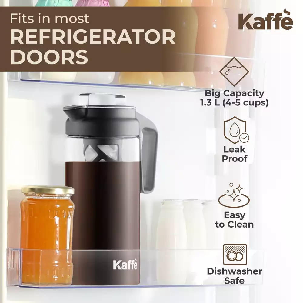 Kaffe Cold Brew Coffee Maker, 1.3L cold brew pitcher, Cold brew coffee and Tea Brewer, Easy to clean Mesh filter, iced coffee accessory, Tritan Glass cold coffee maker - image 5 of 5