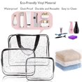 thumbnail image 3 of Minzimin Clear Makeup Bags, 6 Pcs Cosmetic Makeup Bags Set Clear PVC with Zipper Handle Portable Travel Luggage Pouch Airport Airline Vacation Organization, 3 of 9