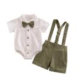thumbnail image 3 of Tiijoy Newborn Boys Summer Outfits Cotton Short Sleeve Bodysuit Suspenders Shorts Set, Sizes 0-3M, 3 of 5