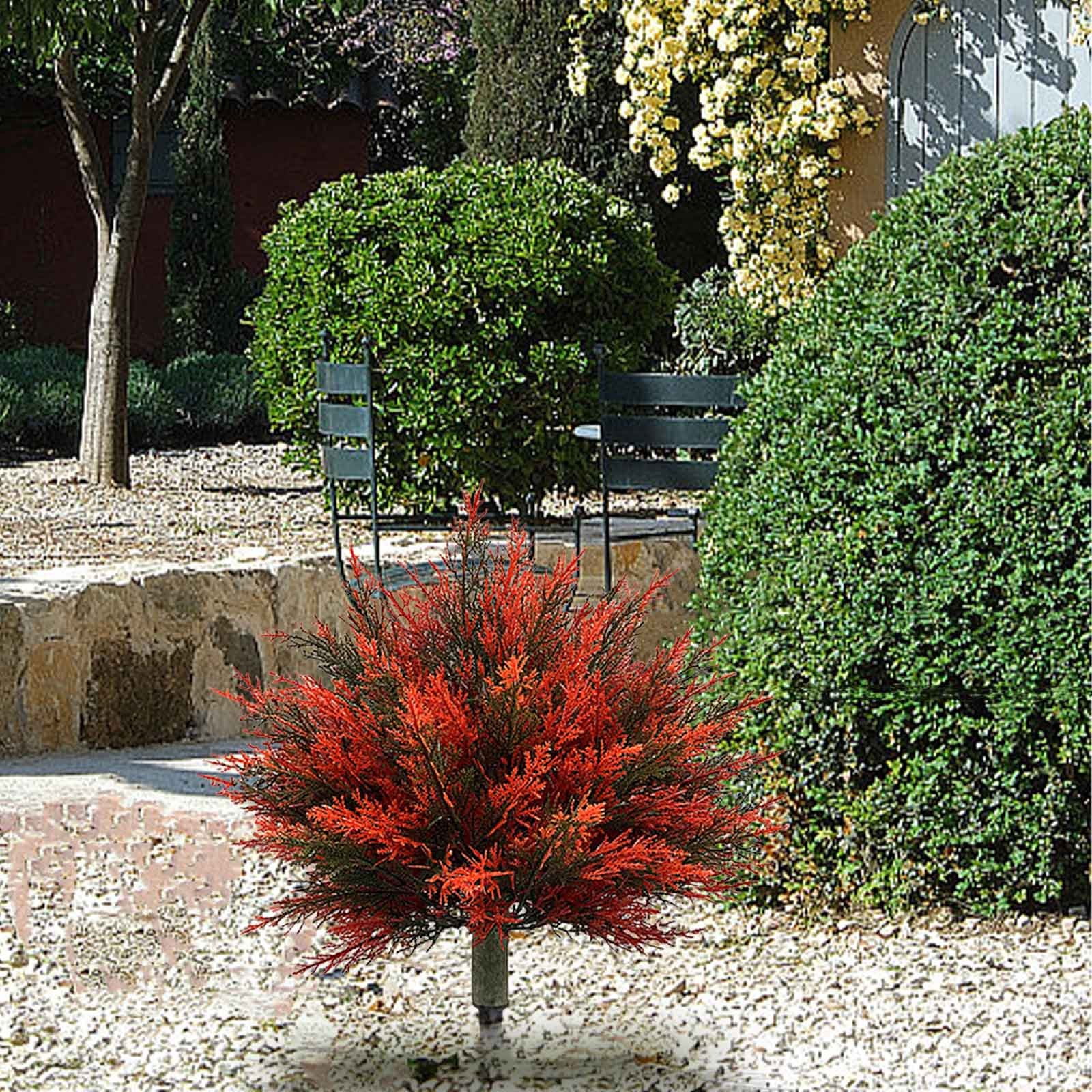 Artificial Autumn Plant Balls Simulation Cedar Trees, Plastic Tree Planting Gift Decoration, Fall Fake Bushes for Yard Patio Outdoor Garden Potted Plant Decoration