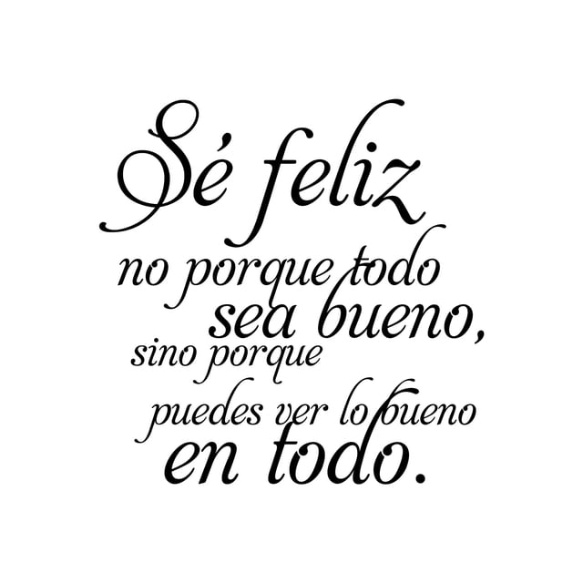 Vinil Decorativo Adhesivo P/Pared MarkProMX Negro Hogar 60x60cm PrevenShopMX Frase Positiva Se Feliz