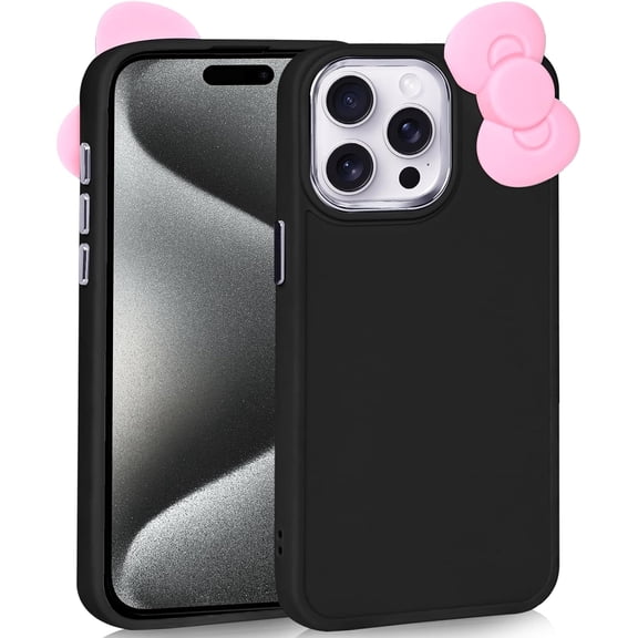 Compatible with iPhone 12 Pro Case, Cute 3D Bowknot Design Soft Silicone Shockproof Cover for iPhone 12 Pro 6.1" 2020 Black