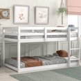 thumbnail image 1 of Twin size Loft Bed, Solid Wood Loft Bed Frame Bunk Bed with Built-in Ladder and Full-length Guardrails for Kids Teens Adults Bedroom Dorm, Space Saving, White, 1 of 7