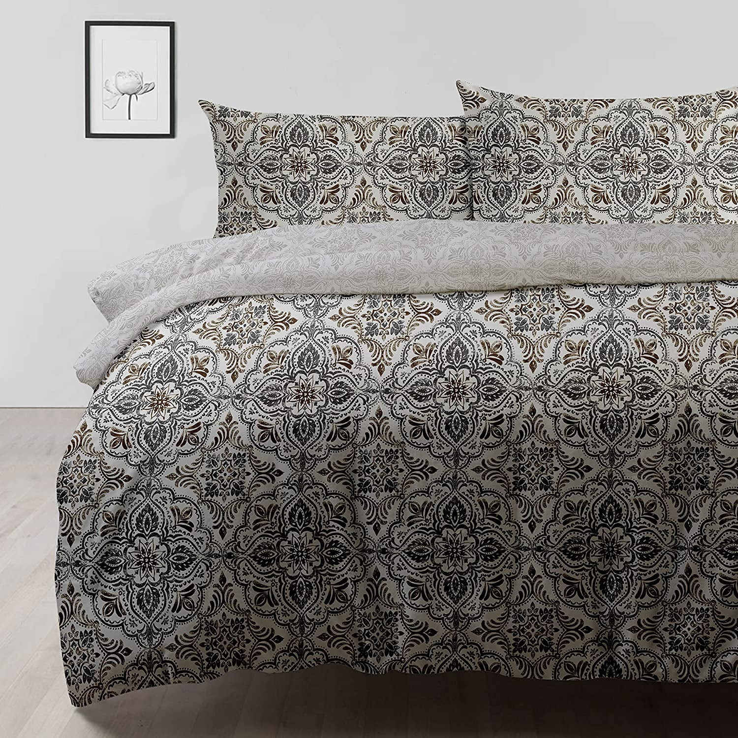 Delara Organic Cotton Duvet Sets 300 Thread Count, 3 Piece Duvet Cover with 2 Shams, King