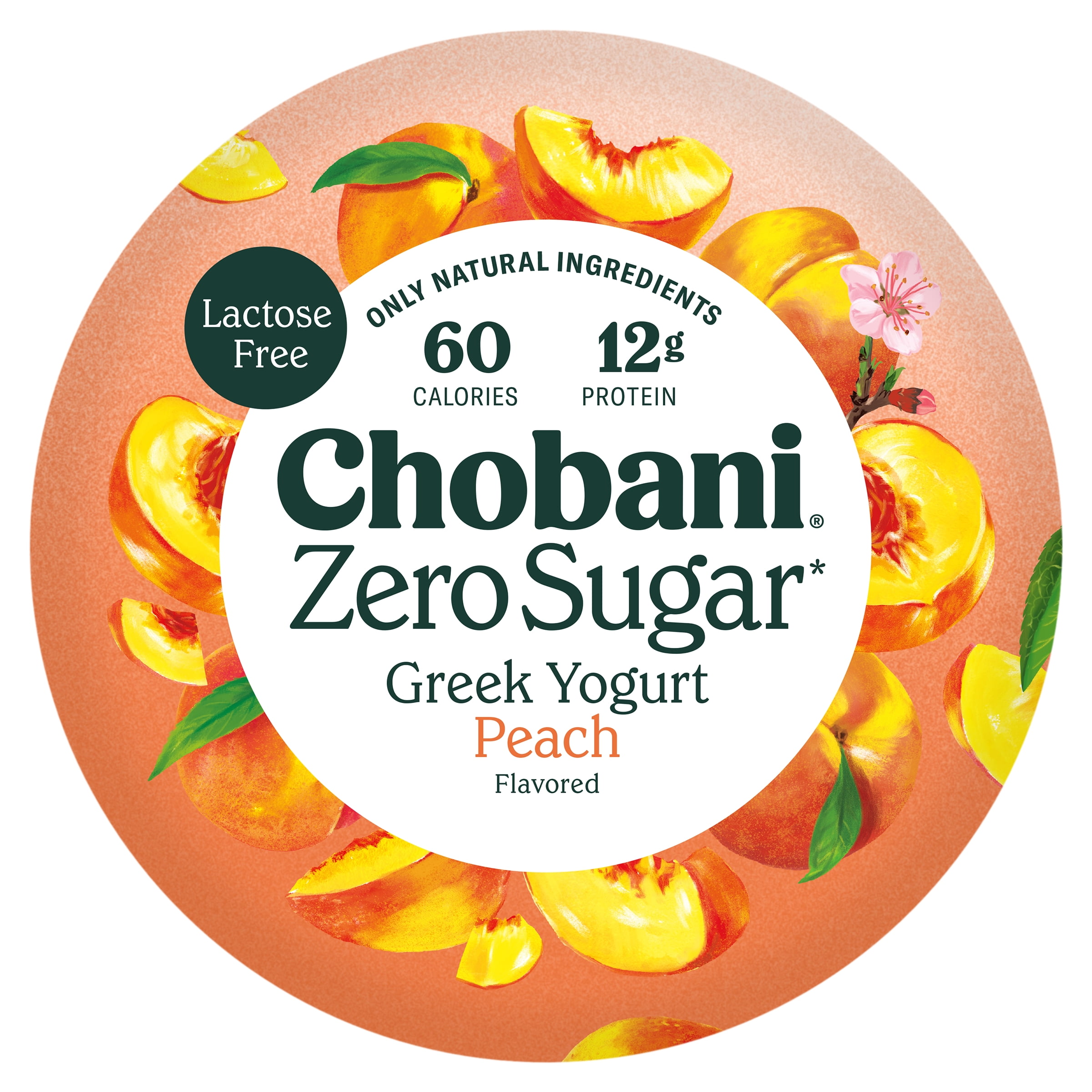 Chobani Zero Sugar Non-Fat Greek Yogurt Peach 5.3 oz Cup