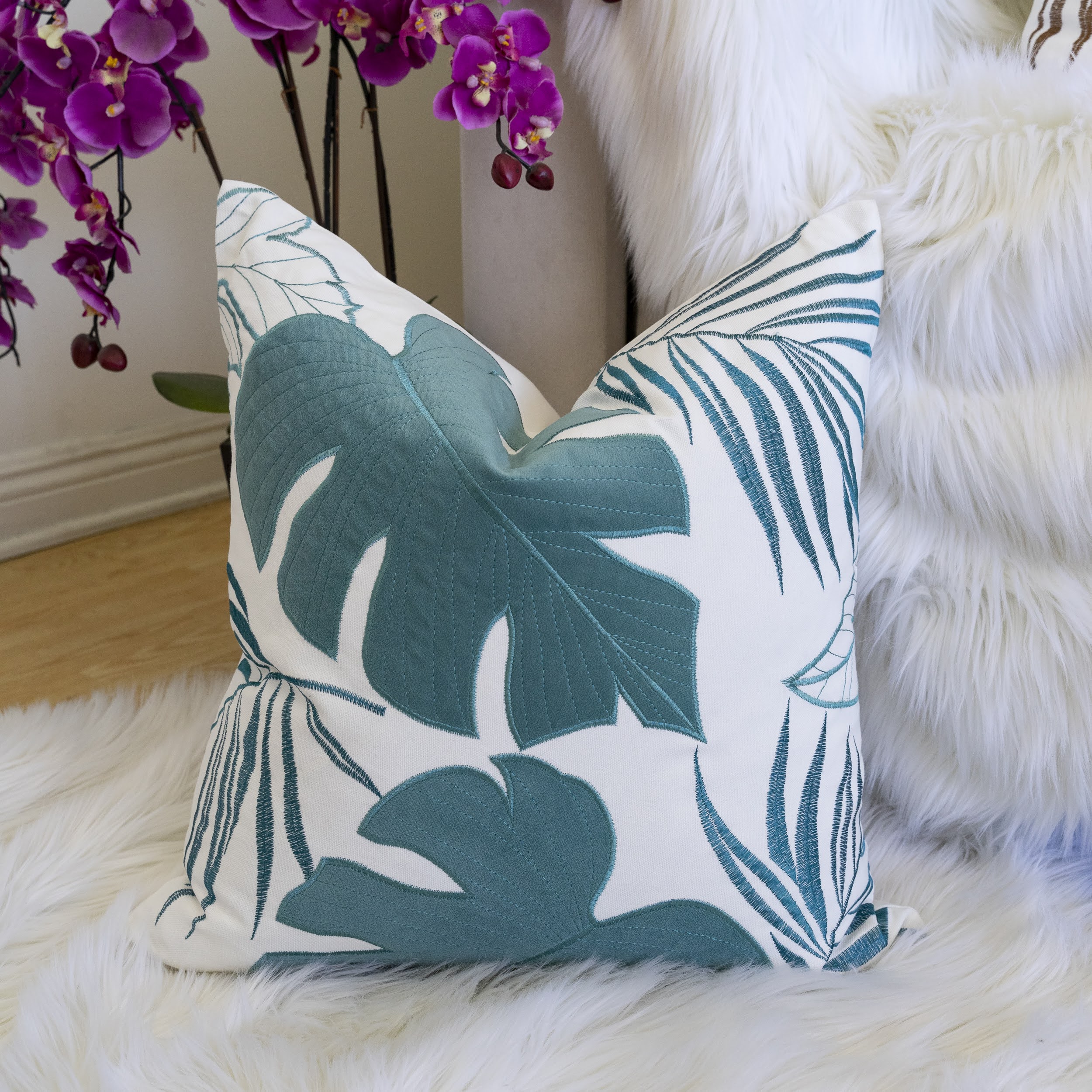 Keilani Mint Graphic Polyester 20 in. x 20 in. Throw Pillow