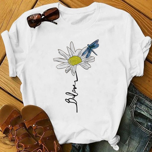 Puntoco Mujeres Casual Letras Impresión Camisas Manga Corta Suelta Tee tops Túnica Blusa Puntoco Puntoco-2731