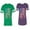Men Green / Women Purple, variant on American Flag Unisex Couple Matching Cotton Jersey style T-Shirt Contrasting stripes on sleeves (Men Green / Women Black) (Men S / Women S)