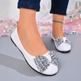 thumbnail image 6 of Women's Round Toe Flat Slip On Shoes, Sparkly Rhinestone Bow Decor Faux Suede Ballet Flats, Elegant Dress Shoes for Wedding Party, 6 of 9