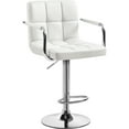 thumbnail image 2 of Yaheetech PU Leather Swivel Bar Stool with Tufted Backrest and Padded Armrests, White, 2 of 8