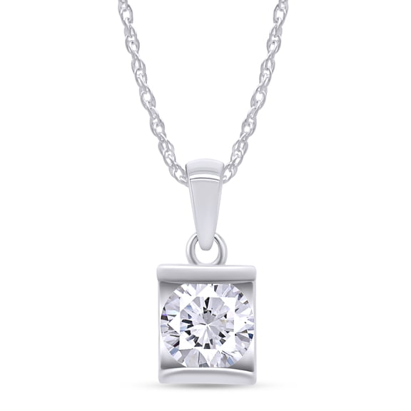 14K Solid White Gold 1ct Lab Created Moissanite Solitaire Pendant Necklace Real Gold Gemstone Jewelry Gift for Mother Women