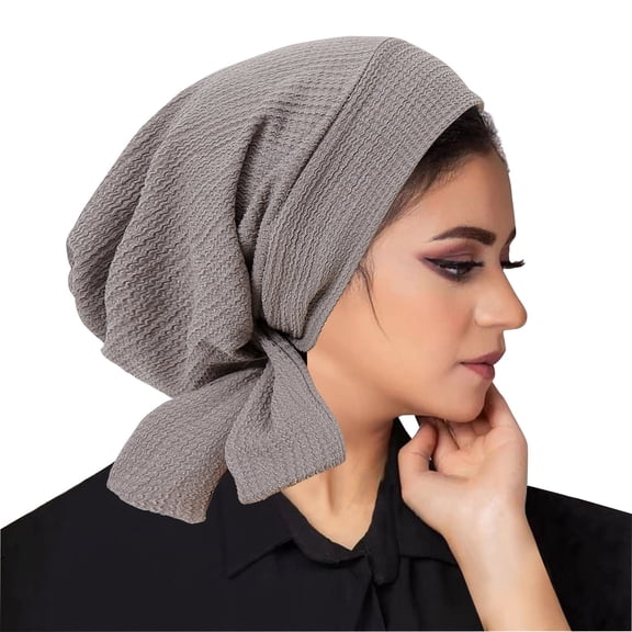 ZQUUVOU Womens Turban Hat Head Scarves Slip-On Pre-Tied Headwear Bandana Sleep Hair Cover Gray