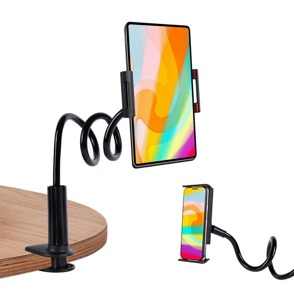 Kdyxvhy Lazy Bracket Gooseneck Tablet Holder for Bed, 360 Flexible Long Arm Adjustable Tablets Stand Clamp for Desk Phone Mount, Compatible with iPad 4" - 9" Tablet Gooseneck Holder Cell Phone Stand