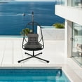 thumbnail image 5 of Swing Egg Chair with Stand Indoor Outdoor Wicker Rattan Patio Basket Hanging Chair with C Type bracket , with cushion and pillow,Patio Wicker folding Hanging Chair( Special construction cup holder, 5 of 15